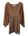 Joie Size Large Blue & Orange Linen Blend Long puff sleeve Abstract Print Dress Blue & Orange / Large
