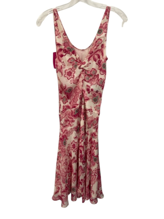 Burberry Size 8 Pink, Green, White Silk Sleeveless Floral Twist Knot Dress Pink, Green, White / 8