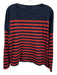 La Ligne Size Small Red & Navy Cotton Long Sleeve Striped Side Slits Top Red & Navy / Small