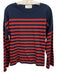 La Ligne Size Small Red & Navy Cotton Long Sleeve Striped Side Slits Top Red & Navy / Small