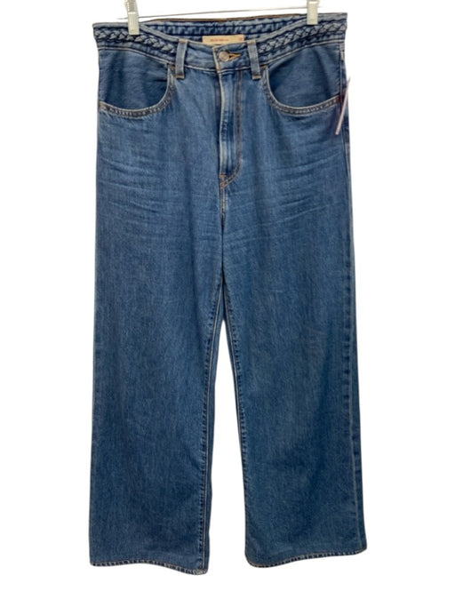 Levi's Size 28 Medium Wash Cotton Denim High Rise Braided Pockets Wide Leg Jeans Medium Wash / 28