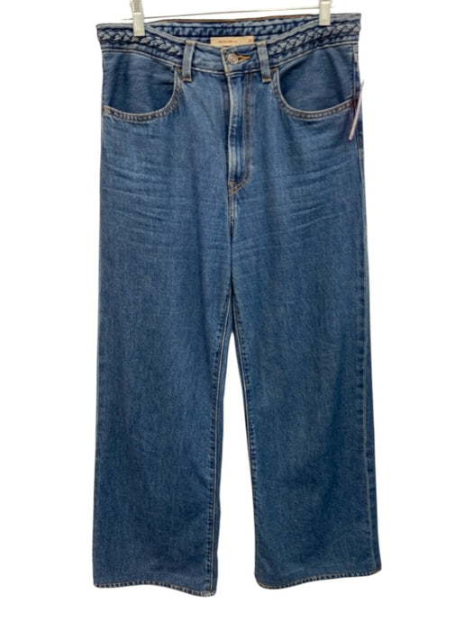 Levi's Size 28 Medium Wash Cotton Denim High Rise Braided Pockets Wide Leg Jeans Medium Wash / 28