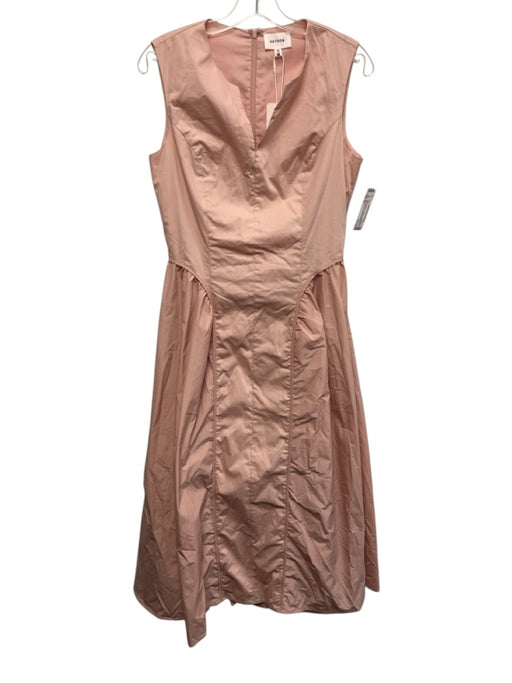Heyson Size M Light Pink Polyester Sleeveless V Neck Paneled Gathered Dress Light Pink / M