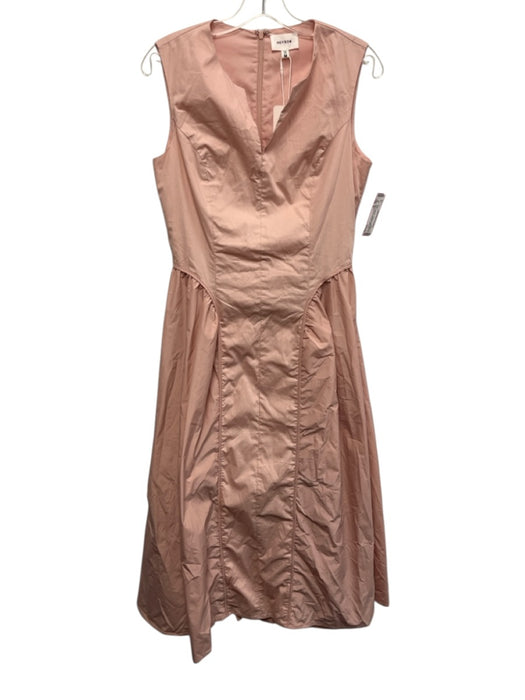 Heyson Size M Light Pink Polyester Sleeveless V Neck Paneled Gathered Dress Light Pink / M