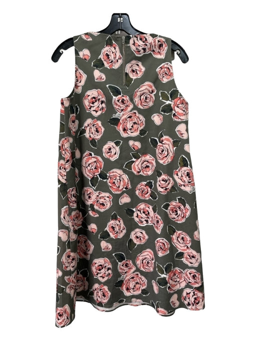 Love Moschino Size 6 Green White Pink Cotton Floral Round Neck Sleeveless Dress Green White Pink / 6