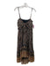 Kobi Halperin Size S Black Brown Silver Floral Metallic Thread Tie Front Dress Black Brown Silver / S