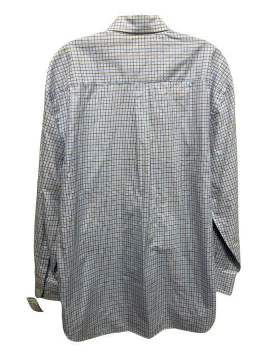Peter Millar Size M Blue & Brown Cotton Plaid Button Down Long Sleeve Shirt Blue & Brown / M