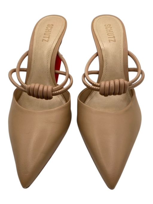 Schutz Shoe Size 9 Beige leather sole Pointed Toe Wrap Detail Mule Pumps Beige / 9