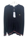 Lacoste Size L Black Cotton Pique Varsity Stripe V Neck Button Front Cardigan Black / L