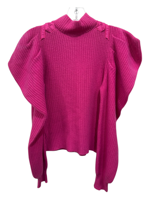 Love Shack Fancy Size S Hot pink Cashmere Puff Shoulder Bow Mock Neck Sweater Hot pink / S
