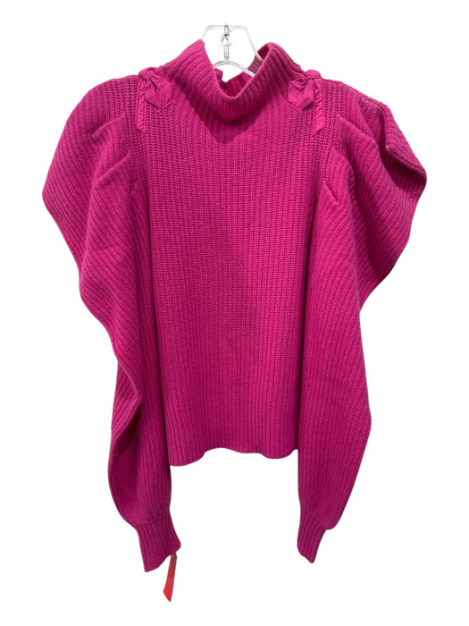 Love Shack Fancy Size S Hot pink Cashmere Puff Shoulder Bow Mock Neck Sweater Hot pink / S