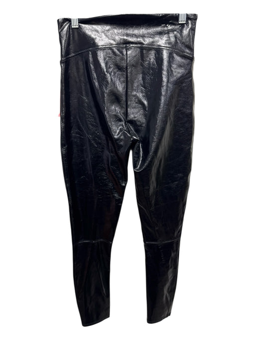 Spanx Size M Black Polyester Blend Faux Leather High Rise Leggings Black / M
