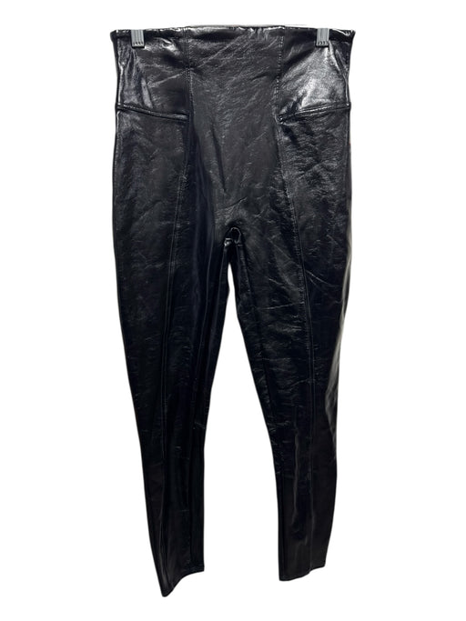 Spanx Size M Black Polyester Blend Faux Leather High Rise Leggings Black / M