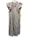 Pinch Size L White, Pink & Gray Cotton Blend Sleeveless Striations Tiered Dress White, Pink & Gray / L