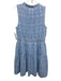 THML Size M Blue & White Polyester Abstract Print Sleeveless Tie V Neck Dress Blue & White / M