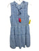 THML Size M Blue & White Polyester Abstract Print Sleeveless Tie V Neck Dress Blue & White / M