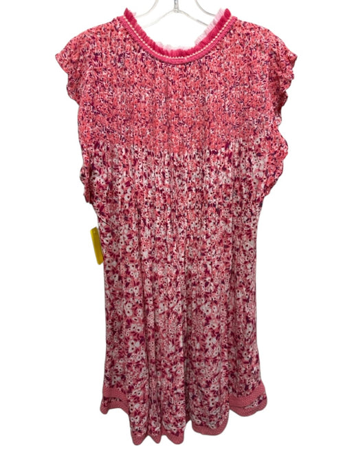 Poupette St. Barth Size L Mixed Pinks Viscose Abstract Floral V Neck Dress Mixed Pinks / L