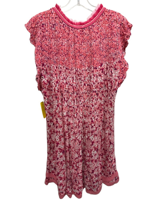 Poupette St. Barth Size L Mixed Pinks Viscose Abstract Floral V Neck Dress Mixed Pinks / L
