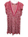 Poupette St. Barth Size L Mixed Pinks Viscose Abstract Floral V Neck Dress Mixed Pinks / L
