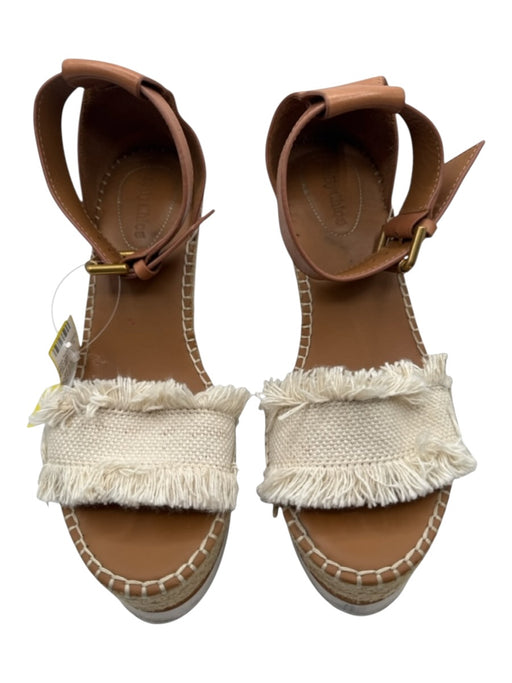 See By Chloe Shoe Size 39 Beige & Brown Textile Woven Leather Strap Sandals Beige & Brown / 39