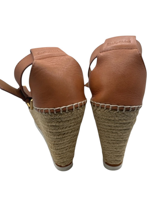 See By Chloe Shoe Size 39 Beige & Brown Textile Woven Leather Strap Sandals Beige & Brown / 39