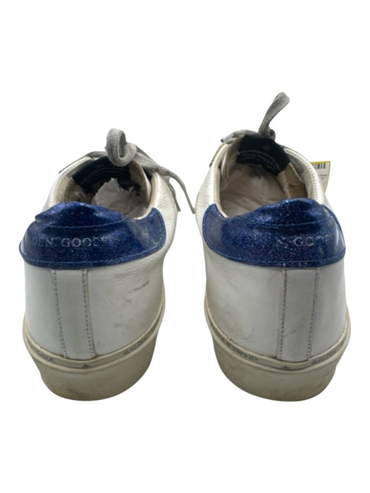Golden Goose Shoe Size 40 White, gray & blue Leather Glitter Detail Sneakers White, gray & blue / 40
