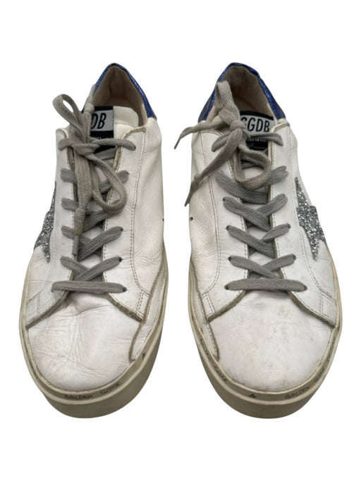 Golden Goose Shoe Size 40 White, gray & blue Leather Glitter Detail Sneakers White, gray & blue / 40