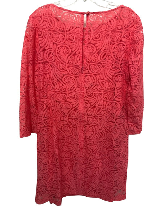Trina Turk Size M / 10 Coral Pink Cotton Blend Lace 3/4 Sleeve Shift Dress Coral Pink / M / 10