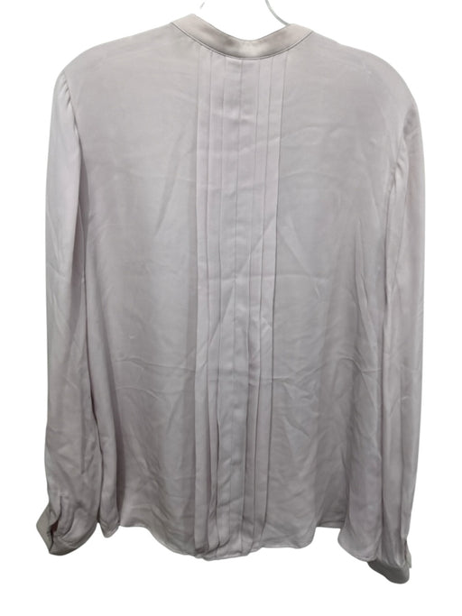 L'agence Size L Lavender Purple Silk Long Sleeve Pleated Front high neck Top Lavender Purple / L