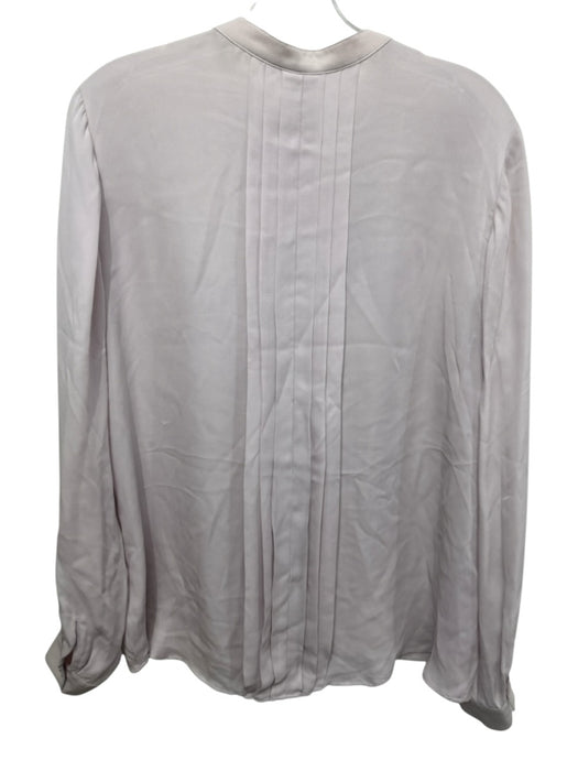 L'agence Size L Lavender Purple Silk Long Sleeve Pleated Front high neck Top Lavender Purple / L