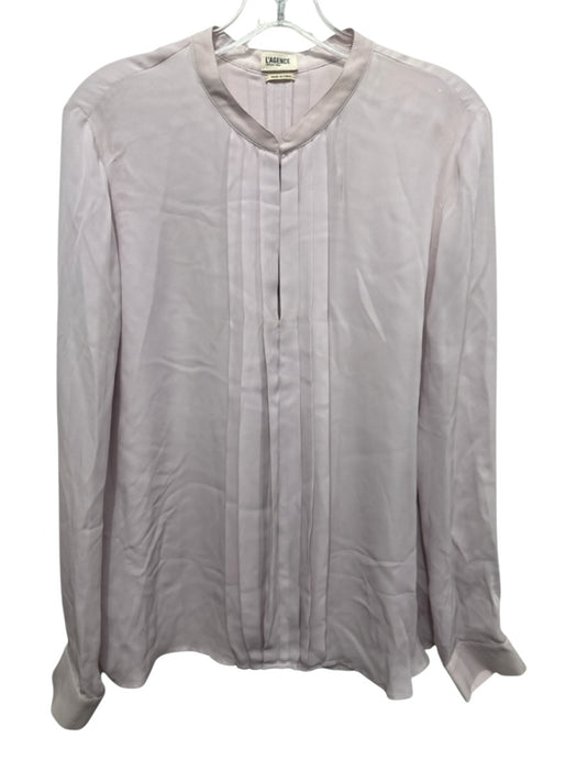 L'agence Size L Lavender Purple Silk Long Sleeve Pleated Front high neck Top Lavender Purple / L