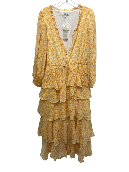 All Things Mochi Size L Yellow & Orange Silk & Polyester Long Sleeve Dress Yellow & Orange / L