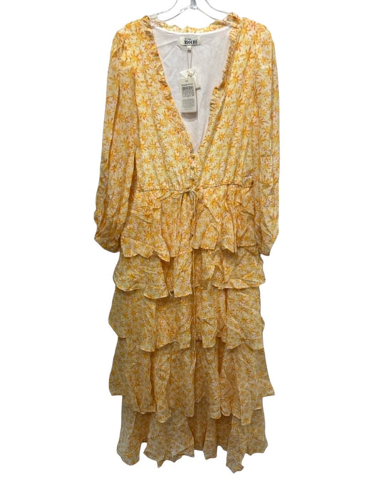 All Things Mochi Size L Yellow & Orange Silk & Polyester Long Sleeve Dress Yellow & Orange / L