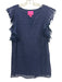 Lilly Pulitzer Size L Navy Blue Cotton Eyelet Lace Flutter Sleeve Pom Pom Dress Navy Blue / L