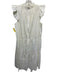 Sea New York Size M Cream White Cotton Blend Flutter Sleeves Ruffle Trim Dress Cream White / M