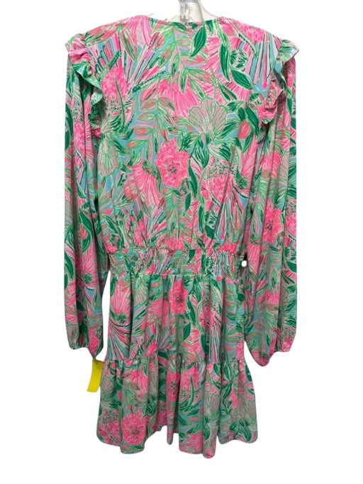 Lilly Pulitzer Size M Green, Blue & Pink Polyester Blend Tropical Floral Dress Green, Blue & Pink / M