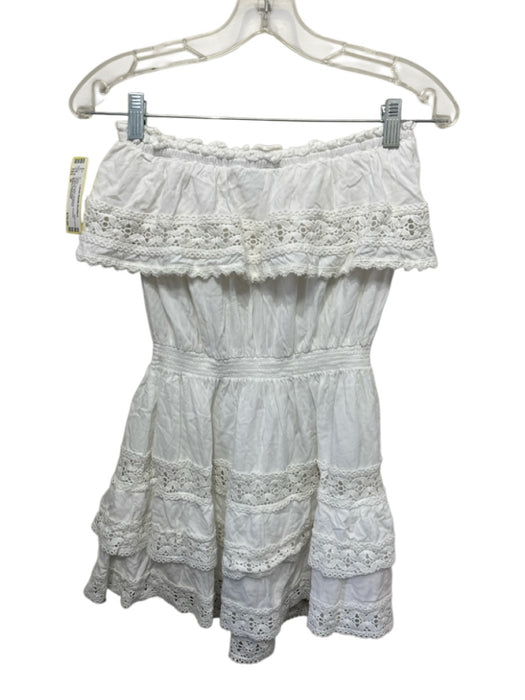 Melissa Odabash Size M White Viscose Strapless Broderie Anglaise Mini Dress White / M