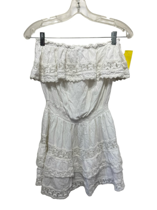 Melissa Odabash Size M White Viscose Strapless Broderie Anglaise Mini Dress White / M