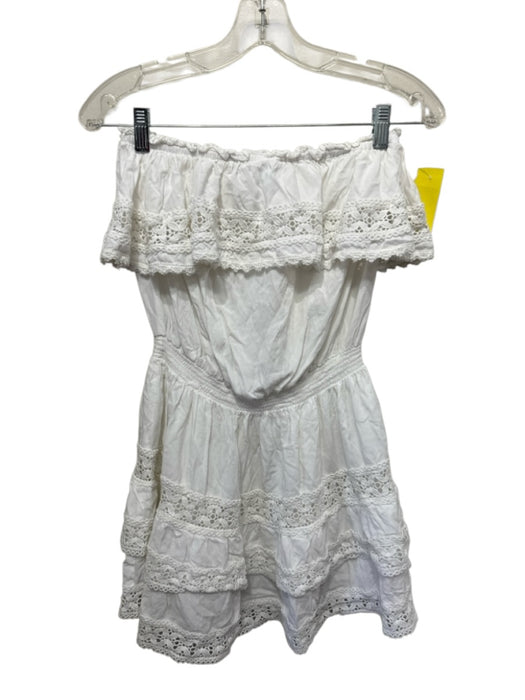 Melissa Odabash Size M White Viscose Strapless Broderie Anglaise Mini Dress White / M