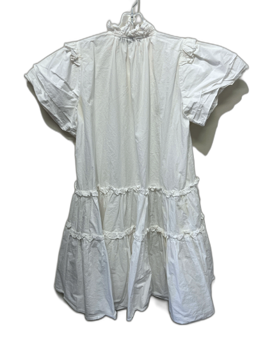 Hunter Bell Size S White Cotton Tie Neck Cap Sleeve V Neck Mini Dress White / S