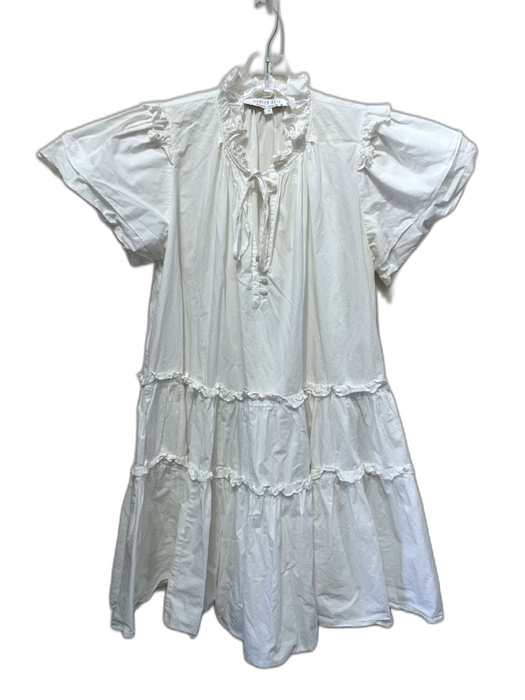 Hunter Bell Size S White Cotton Tie Neck Cap Sleeve V Neck Mini Dress White / S