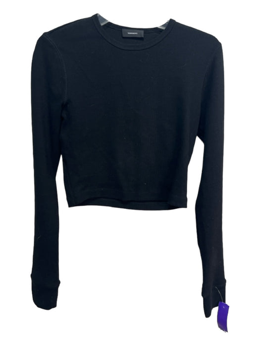 Wardrobe.NYC Size Est S Black Cotton & Elastane Micro Waffle Knit Crew Neck Top Black / Est S