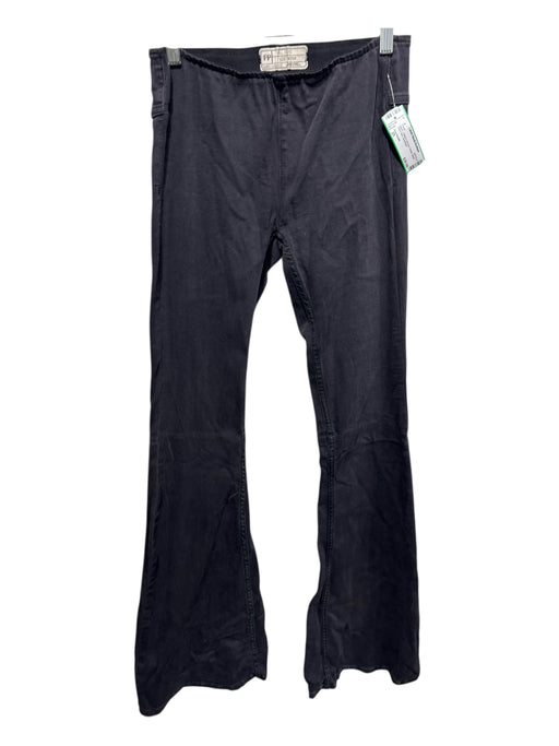 Free People Size 25 Black Cotton & Viscose Elastic Waist Flare Hem Pants Black / 25