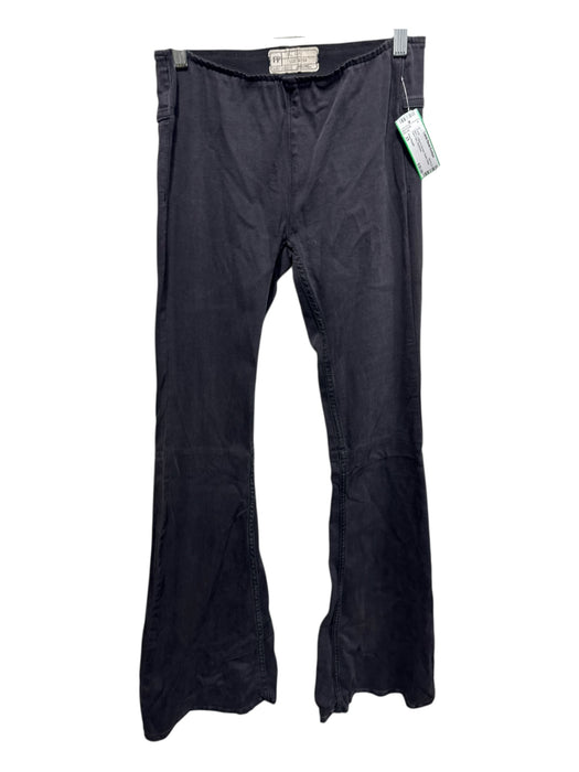 Free People Size 25 Black Cotton & Viscose Elastic Waist Flare Hem Pants Black / 25