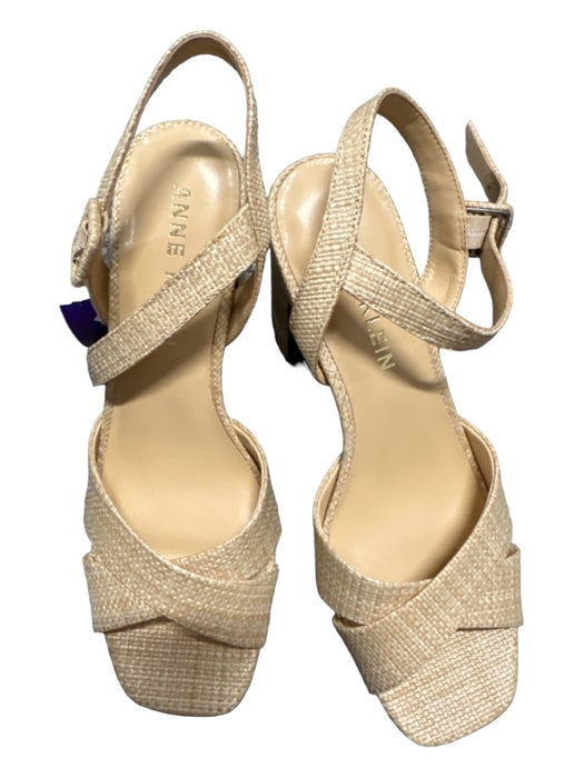 Anne Klein Shoe Size 9 Tan Straw Platform Square Toe Block Heel Sandals Tan / 9