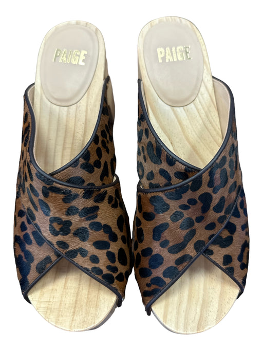 Paige Shoe Size 8 Brown & Black Pony Hair Wood Animal Print Mule Sandals Brown & Black / 8