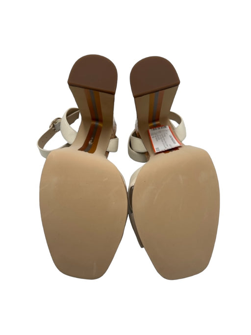 Sam Edelman Shoe Size 8 Cream & Brown Leather & Cork Open Tie Back Pumps Cream & Brown / 8