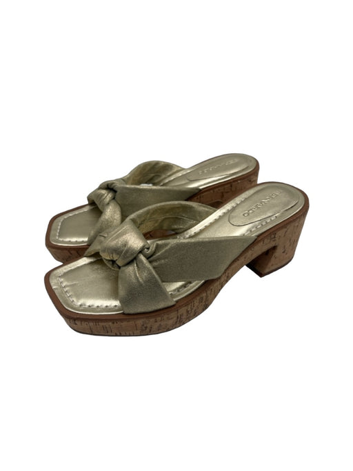 Bernardo Shoe Size 8 Gold & Brown Leather & Cork Open Toe & Heel Knot Sandals Gold & Brown / 8