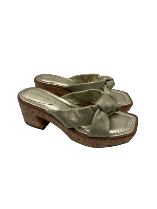 Bernardo Shoe Size 8.5 Gold & Brown Leather & Cork Open Toe & Heel Knot Sandals Gold & Brown / 8.5