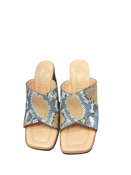 Marc Fisher Shoe Size 6.5 Tan & Gray Leather Snake Print Block Heel Sandals Tan & Gray / 6.5